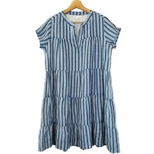 Roller Rabbit Blue Floral Stripe Pippa Tiered Sun Picnic Spring Summer Dress S